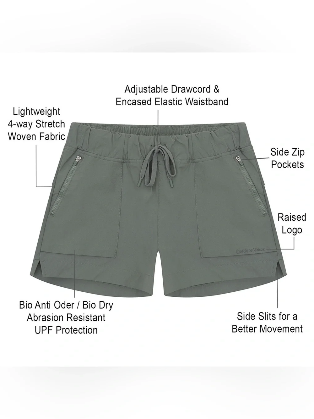 Outdoor Voices RecTrek Shorts Size XXL Green NWT 3.5” inseam Activewear Bio Dry